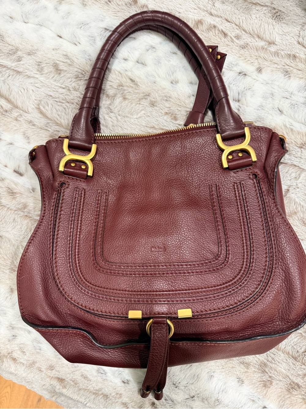 Chloe Marcie Medium Satchel in Deep Wine